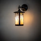 Meyda Lighting Fulton 8" Craftsman Brown Spider Web Hanging Wall Sconce With Beige Iridescent Shade Glass