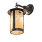 Meyda Lighting Fulton 8" Craftsman Brown Spider Web Hanging Wall Sconce With Beige Iridescent Shade Glass