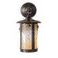 Meyda Lighting Fulton 8" Craftsman Brown Spider Web Hanging Wall Sconce With Beige Iridescent Shade Glass