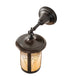 Meyda Lighting Fulton 8" Craftsman Brown Spider Web Hanging Wall Sconce With Beige Iridescent Shade Glass