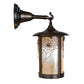 Meyda Lighting Fulton 8" Craftsman Brown Spider Web Hanging Wall Sconce With Beige Iridescent Shade Glass