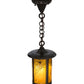 Meyda Lighting Fulton 8" Craftsman Brown Spider Web Pendant Light With Honey Art Shade Glass