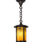 Meyda Lighting Fulton 8" Craftsman Brown Spider Web Pendant Light With Honey Art Shade Glass