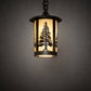 Meyda Lighting Fulton 8" Craftsman Brown Tall Pines Mini Pendant Light With Beige Shade Glass