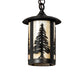 Meyda Lighting Fulton 8" Craftsman Brown Tall Pines Mini Pendant Light With Beige Shade Glass