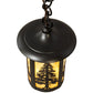 Meyda Lighting Fulton 8" Craftsman Brown Tall Pines Mini Pendant Light With Beige Shade Glass