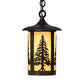 Meyda Lighting Fulton 8" Craftsman Brown Tall Pines Mini Pendant Light With Beige Shade Glass
