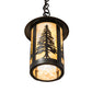 Meyda Lighting Fulton 8" Craftsman Brown Tall Pines Mini Pendant Light With Beige Shade Glass