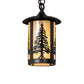 Meyda Lighting Fulton 8" Craftsman Brown Tall Pines Mini Pendant Light With Beige Shade Glass