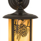 Meyda Lighting Fulton 8" Craftsman Brown Winter Pine Hanging Wall Sconce With Beige Iridescent Shade Glass