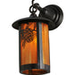 Meyda Lighting Fulton 8" Craftsman Brown Winter Pine Hanging Wall Sconce With Honey Amber Shade Glass