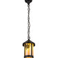 Meyda Lighting Fulton 8" Craftsman Brown Winter Pine Pendant Light With Beige Iridescent Art Shade Glass