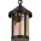 Meyda Lighting Fulton 8" Craftsman Brown Winter Pine Pendant Light With Beige Iridescent Art Shade Glass