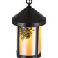 Meyda Lighting Fulton 8" Craftsman Brown Winter Pine Pendant Light With Beige Iridescent Art Shade Glass