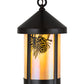Meyda Lighting Fulton 8" Craftsman Brown Winter Pine Pendant Light With Beige Iridescent Art Shade Glass