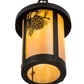 Meyda Lighting Fulton 8" Craftsman Brown Winter Pine Pendant Light With Beige Iridescent Art Shade Glass