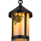 Meyda Lighting Fulton 8" Craftsman Brown Winter Pine Pendant Light With Beige Iridescent Art Shade Glass