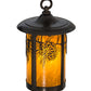Meyda Lighting Fulton 8" Craftsman Brown Winter Pine Pendant Light With Honey Art Shade Glass