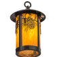Meyda Lighting Fulton 8" Craftsman Brown Winter Pine Pendant Light With Honey Art Shade Glass