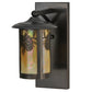 Meyda Lighting Fulton 8" Craftsman Brown Winter Pine Solid Mount Wall Sconce With Beige Iridescent Shade Glass