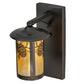 Meyda Lighting Fulton 8" Craftsman Brown Winter Pine Solid Mount Wall Sconce With Beige Iridescent Shade Glass