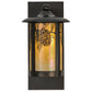 Meyda Lighting Fulton 8" Craftsman Brown Winter Pine Solid Mount Wall Sconce With Beige Iridescent Shade Glass