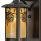 Meyda Lighting Fulton 8" Craftsman Brown Winter Pine Solid Mount Wall Sconce With Beige Iridescent Shade Glass
