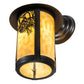 Meyda Lighting Fulton 8" Craftsman Brown Winter Pine Solid Mount Wall Sconce With Beige Shade Glass