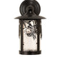 Meyda Lighting Fulton 8" Craftsman Brown Winter Pine Solid Mount Wall Sconce With Clear Leaf Shade Glass