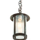 Meyda Lighting Fulton 8" Craftsman Verdigris Plain Pendant Light With Clear Seeded Shade Glass