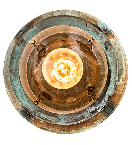 Meyda Lighting Fulton 8" Craftsman Verdigris Plain Pendant Light With Clear Seeded Shade Glass