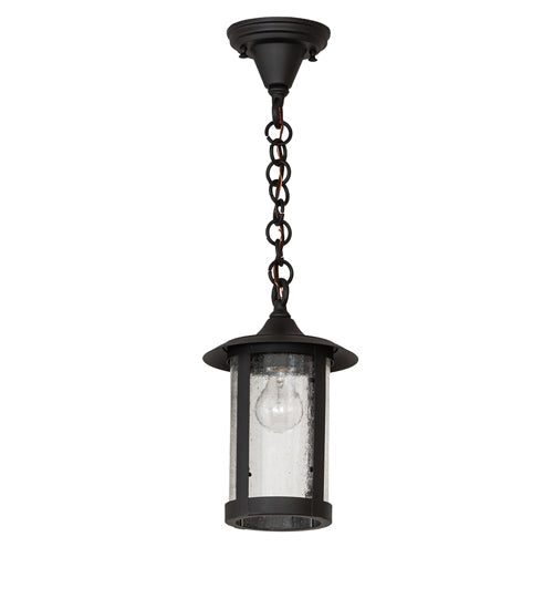 Meyda Lighting Fulton 8" Old Wrought Iron Prime Mini Pendant Light With Clear Seeded Shade Glass