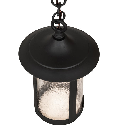 Meyda Lighting Fulton 8" Old Wrought Iron Prime Mini Pendant Light With Clear Seeded Shade Glass
