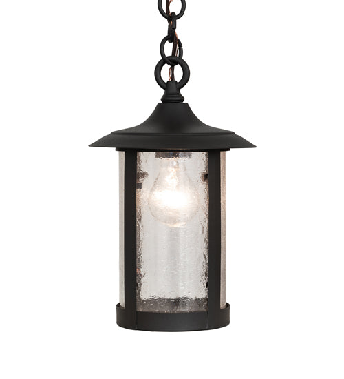 Meyda Lighting Fulton 8" Old Wrought Iron Prime Mini Pendant Light With Clear Seeded Shade Glass