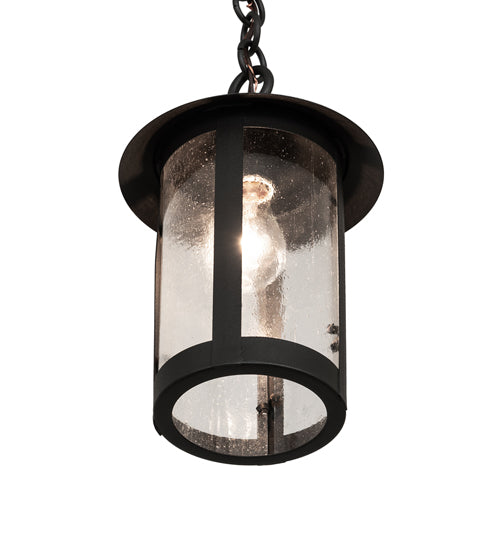 Meyda Lighting Fulton 8" Old Wrought Iron Prime Mini Pendant Light With Clear Seeded Shade Glass