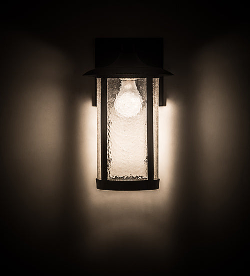 Meyda Lighting Fulton 8" Old Wrought Iron Prime Solid Mount Wall Sconce With Clear Seeded Shade Glass