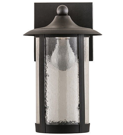 Meyda Lighting Fulton 8" Old Wrought Iron Prime Solid Mount Wall Sconce With Clear Seeded Shade Glass
