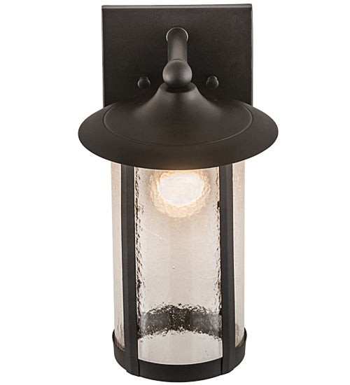 Meyda Lighting Fulton 8" Old Wrought Iron Prime Solid Mount Wall Sconce With Clear Seeded Shade Glass