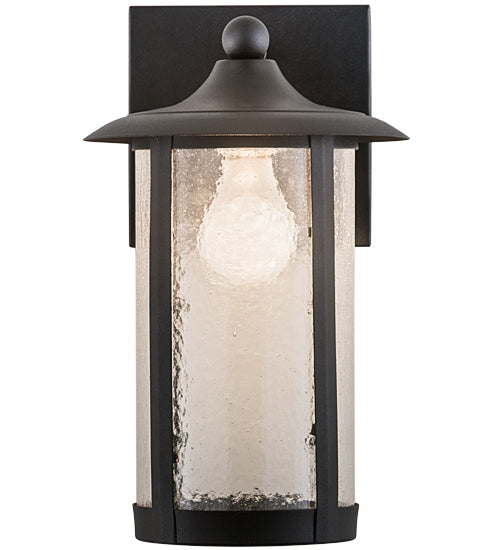 Meyda Lighting Fulton 8" Old Wrought Iron Prime Solid Mount Wall Sconce With Clear Seeded Shade Glass