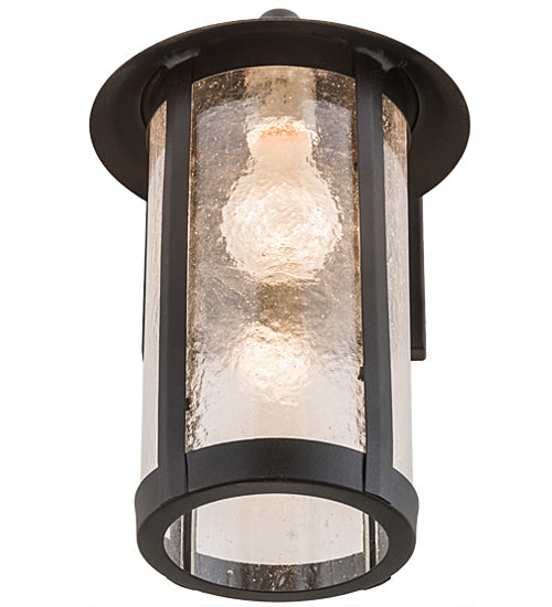 Meyda Lighting Fulton 8" Old Wrought Iron Prime Solid Mount Wall Sconce With Clear Seeded Shade Glass