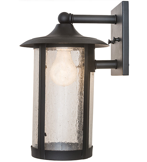 Meyda Lighting Fulton 8" Old Wrought Iron Prime Solid Mount Wall Sconce With Clear Seeded Shade Glass