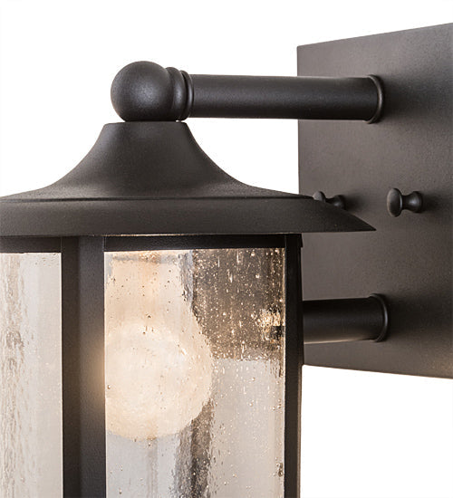 Meyda Lighting Fulton 8" Old Wrought Iron Prime Solid Mount Wall Sconce With Clear Seeded Shade Glass