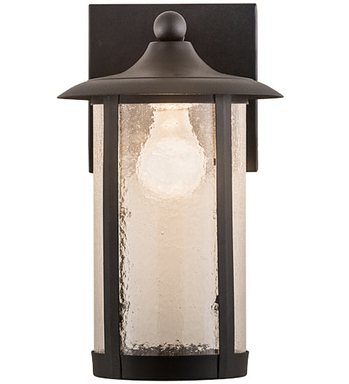Meyda Lighting Fulton 8" Old Wrought Iron Prime Solid Mount Wall Sconce With Clear Seeded Shade Glass