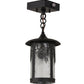 Meyda Lighting Fulton 8" Solar Black Winter Pine Mini Pendant Light With Clear Leaf Shade Glass