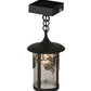 Meyda Lighting Fulton 8" Solar Black Winter Pine Mini Pendant Light With Clear Leaf Shade Glass