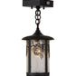 Meyda Lighting Fulton 8" Solar Black Winter Pine Mini Pendant Light With Clear Leaf Shade Glass