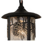 Meyda Lighting Fulton 8" Solar Black Winter Pine Mini Pendant Light With Clear Leaf Shade Glass