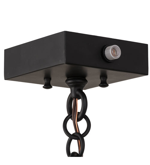 Meyda Lighting Fulton 8" Solar Black Winter Pine Mini Pendant Light With Clear Leaf Shade Glass