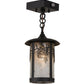 Meyda Lighting Fulton 8" Solar Black Winter Pine Mini Pendant Light With Clear Leaf Shade Glass