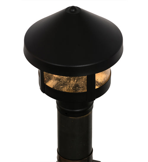 Meyda Lighting Fulton 8" Textured Black Prime Outdoor Post Mount Light With Clear Seeded Shade Glass